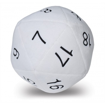 UP - Dice - Jumbo D20 Novelty Dice Plush in White with Black Numbering