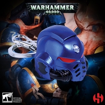 Warhammer 40K Metall-Schlüsselanhänger Space Marine Primaris Helmet Ultramarine