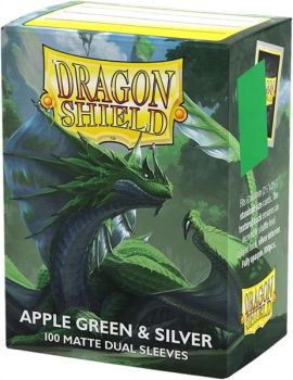 Dragon Shield Sleeves - Standard size - Matte Dual - Apple Green & Silver (100 Sleeves)