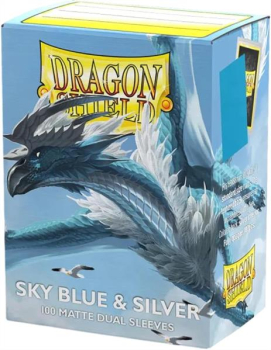 Dragon Shield Sleeves -Standard size - Matte Dual - Sky Blue & Silver (100 Sleeves)