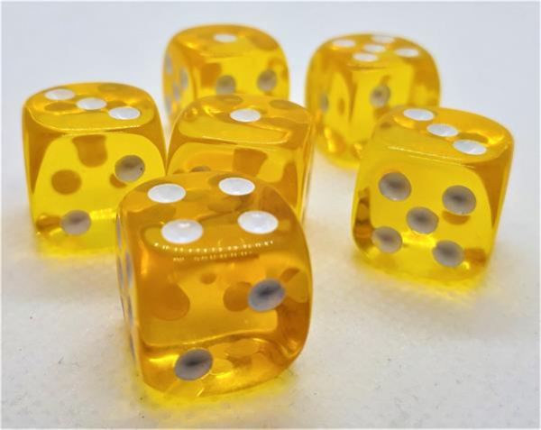 Würfelset D6 Transparent: Yellow (12)