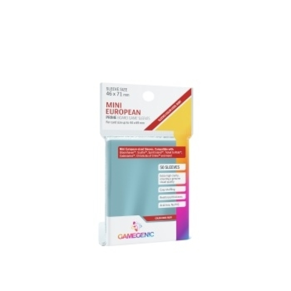 Gamegenic - PRIME Mini European-Sized Sleeves 46 x 71 mm- Clear (50 Sleeves)