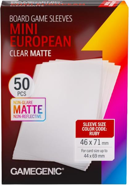 Gamegenic - Board Game Sleeves Mini European Clear Matte 46 x 71 mm (50 Sleeves)