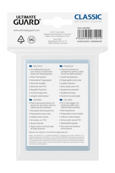 Ultimate Guard Classic Soft Sleeves Standard Size